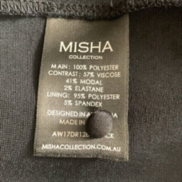 Misha Collection Black  High Neck Mini Dress With Blouson Sleeve - Picture 12 of 14